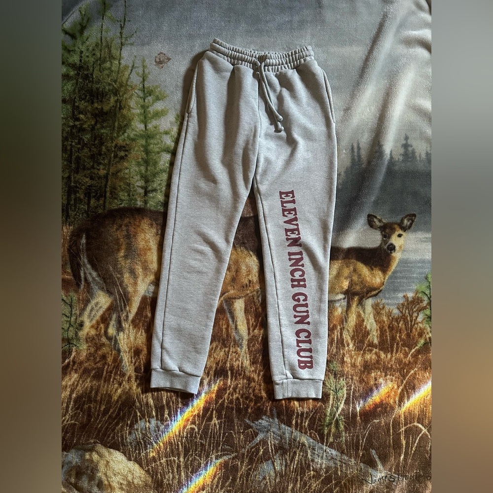 Vetements Light Gray Joggers with Maroon Print